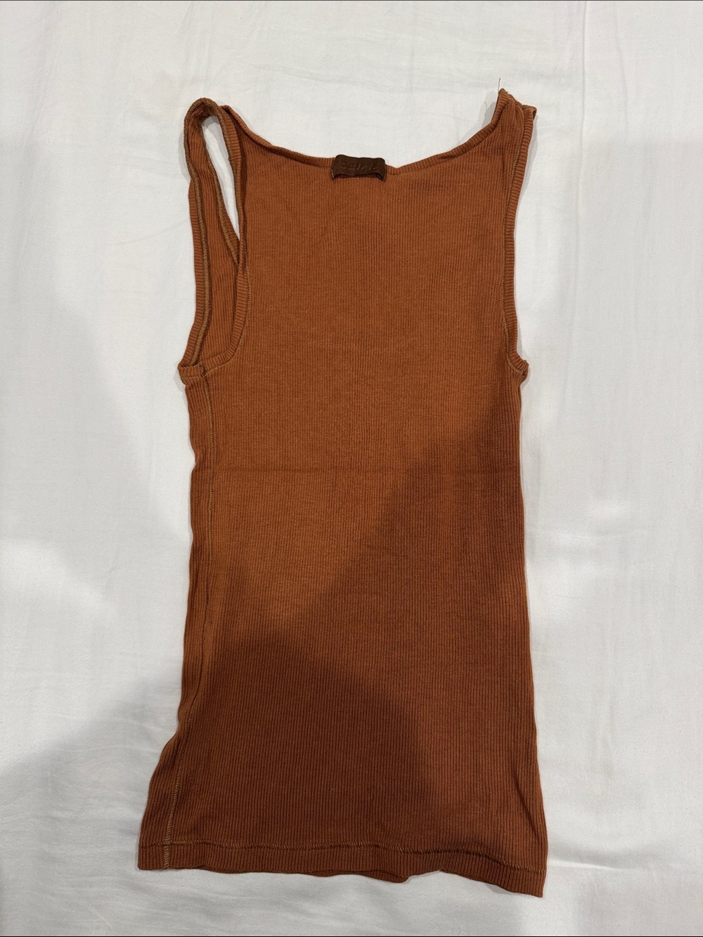 SKIMS Ribbed Tank Top in Rust - Picture 3 of 4